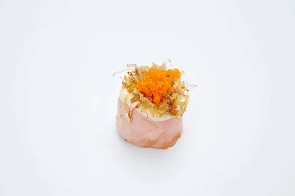 Giapponese Nigiri Sushi Sushi Riso Con Salmone Isolato Fondo Bianco — Foto Stock