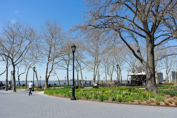 Vista Battery Park Cielo Azul Nueva York —  Fotos de Stock