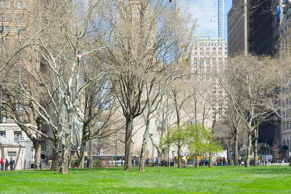 Pohled Battery Park Modrou Oblohu New Yorku — Stock fotografie