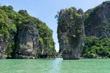 Phang Nga, Tayland 'daki James Bond Adası veya Ko Tapu manzarası 