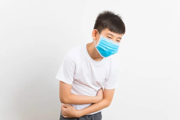 Asian Boy Wearing Mask White Background — Stockfoto