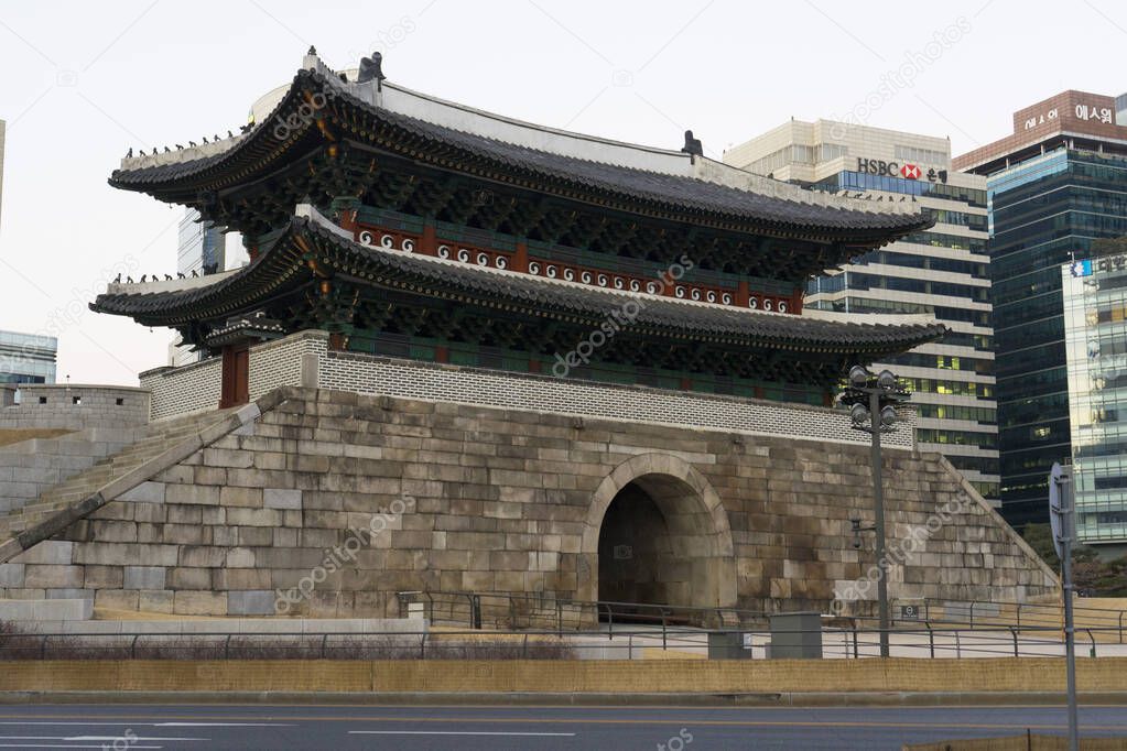 Beautiful Namdaemun gate at morning light in Seoul, South Korea 