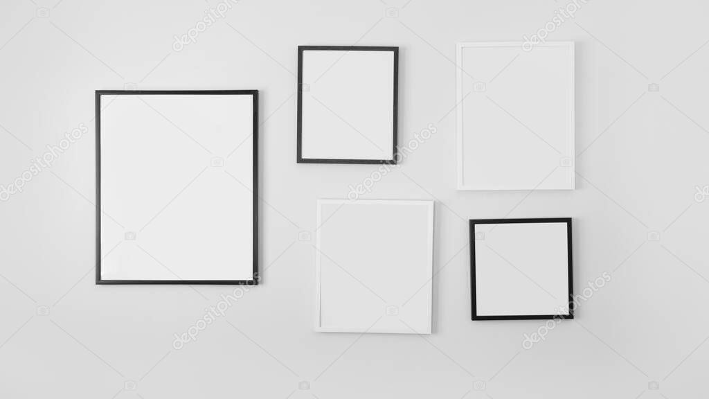 blank frames with empty space for text. 3d rendering