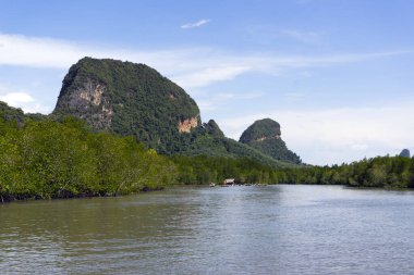 Güney Tayland 'da Phuket yakınlarındaki Phang-Nga Körfezi manzarası