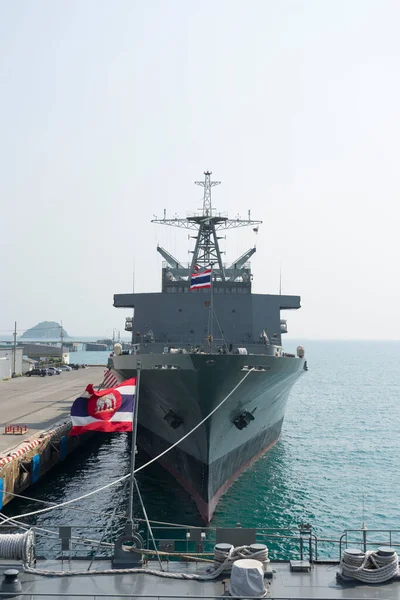 Fast Frigate Slagschip Werd Getoond Voor Toeristen Bezoeken Sattahip Naval — Stockfoto