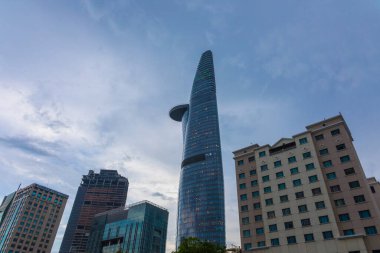 Ho Chi Minh City, Vietnam 'daki Bitexco Financial Tower modern yüksek binaların manzarası