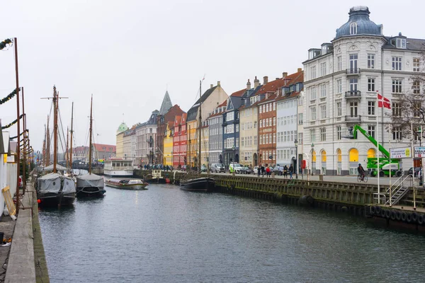 Copenhague Dinamarca Novembro 2019 Fachadas Coloridas Restaurantes Aterro Nyhavn Com — Fotografia de Stock