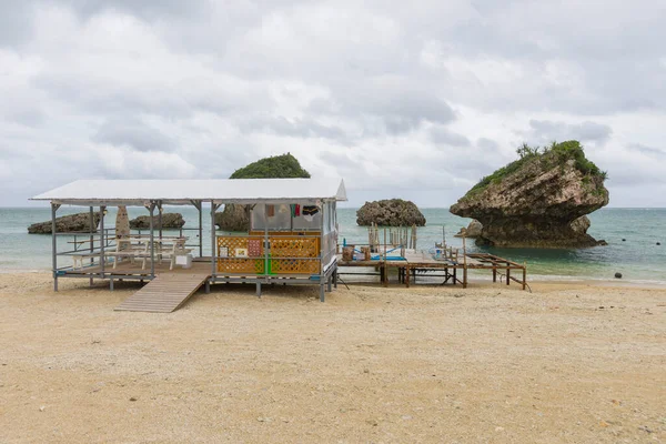 Mroczny Dzień Plaży Mibaru Która Jest Słynną Plażą Okinawie — Zdjęcie stockowe