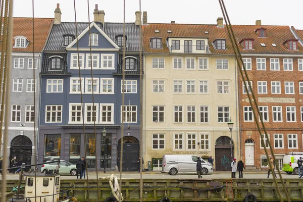 Copenhague Dinamarca Novembro 2019 Fachadas Coloridas Restaurantes Aterro Nyhavn Com — Fotografia de Stock