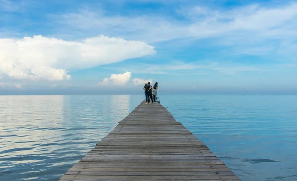 Phetchaburi Thaïlande Novembre 2018 Jetée Bois Belle Mer Bleue Laem — Photo