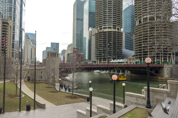 Chicago Illinois Usa April 2018 View Chicago River Skyscrapers Downtown — Stock Photo, Image