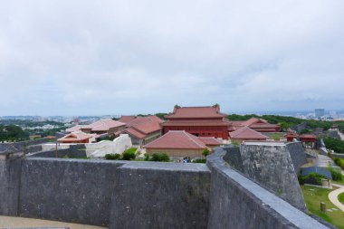 Okinawa, Japonya - 8 Haziran 2019: Shuri Kalesi Dünya Mirası Naha, Okinawa, Japonya 
