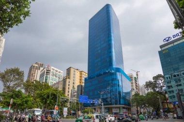 Ho Chi Minh, Vietnam - 18 Ekim 2019: Ho Chi Minh City, Vietnam 'daki modern yüksek binaların manzarası