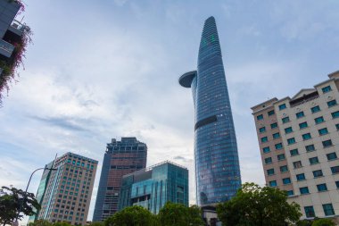 Ho Chi Minh City, Vietnam 'daki Bitexco Financial Tower modern yüksek binaların manzarası