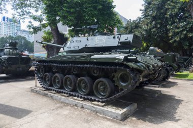 Ho Chi Minh, Vietnam - 17 Ekim 2019: Vietnam 'da ABD ordusunun eski tankı Vietnam - Ho Chi Minh City' deki Amerikan Savaş Kalıntıları Müzesi, 17 Ekim 2019.