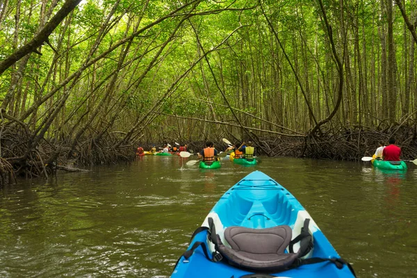 Krabi Thailandia Gennaio 2019 Gruppo Turisti Kayak Tha Lane Krabi — Foto Stock