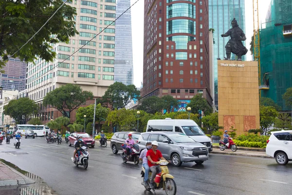 Chi Minh Єтнам Жовтня 2019 Вид Автомобілі Мотоцикл Вулицях Центру — стокове фото