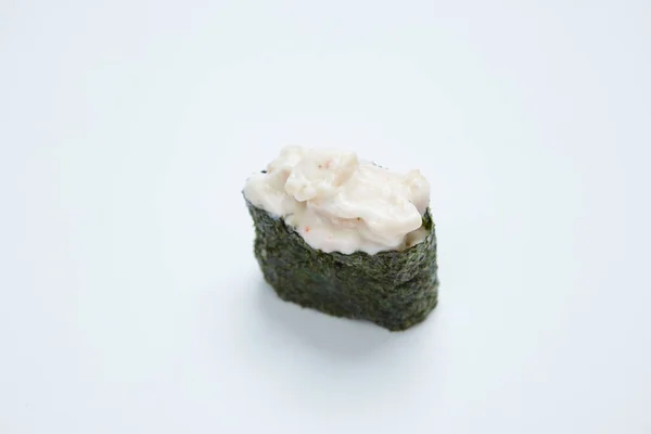 Närbild Läcker Sushi Vit Bakgrund — Stockfoto