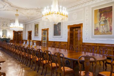 Kopenhag, Danimarka - 26 Kasım 2019: Kopenhag, Danimarka 'daki Christiansborg Sarayı' nın iç görünümü