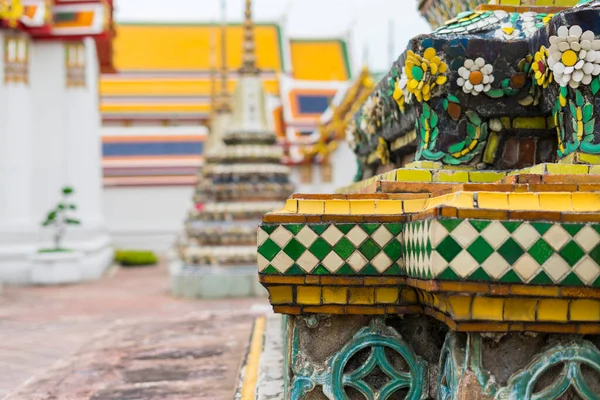 Közelkép Mozaik Csempe Wat Pho Templom Bangkok Thaiföld — Stock Fotó
