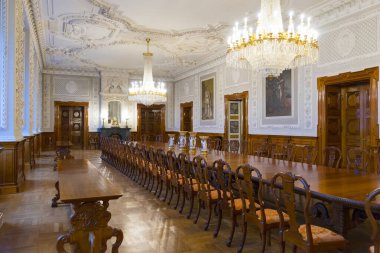 Kopenhag, Danimarka - 26 Kasım 2019: Kopenhag, Danimarka 'daki Christiansborg Sarayı' nın iç görünümü