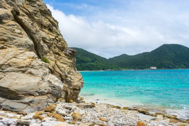 Tropik cennet peyzaj Aharen Beach Tokashiki Adası: Okinawa, Japan.