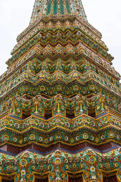 Detailní Záběr Složitého Umění Detailu Stúpy Chrámu Wat Pho Bangkok — Stock fotografie