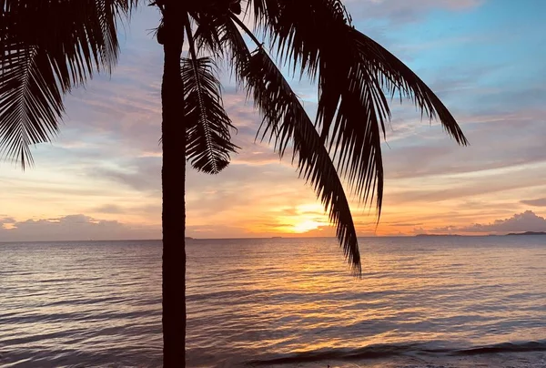 海滩上的热带落日 — 图库照片