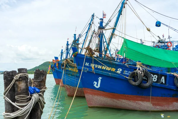 Songkhla Tailandia Octubre 2020 Muchos Barcos Atracaron Muelle Red Rice — Foto de Stock