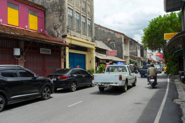 The beautiful old building at Nang ngam road during day time in Songkhla, Thailand