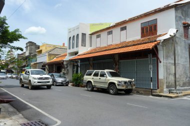 The beautiful old building at Nang ngam road during day time in Songkhla, Thailand
