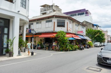 The beautiful old building at Nang ngam road during day time in Songkhla, Thailand