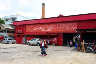 Main building of Red rise mill in Songkhla old town, known as Hub Ho Hin rice mill in Songkhla, Thailand