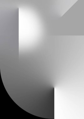 Gölge ile örtüşen soyut arkaplan siyah ve gri geometrik desen.