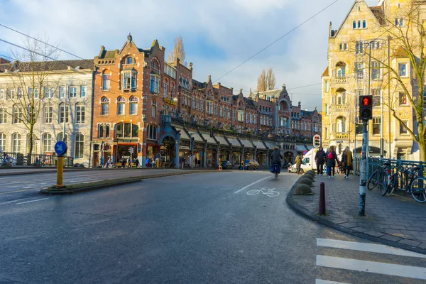 Amsterdã Holanda Novembro 2019 Vista Rua Estradas Casas Típicas Amsterdã — Fotografia de Stock