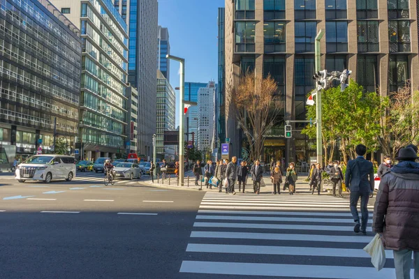 Tokyo Japan Januari 2020 Utsikt Över Modern Byggnad Och Gatan — Stockfoto