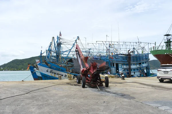 Songkhla Tailandia Octubre 2020 Muchos Barcos Atracaron Muelle Red Rice — Foto de Stock