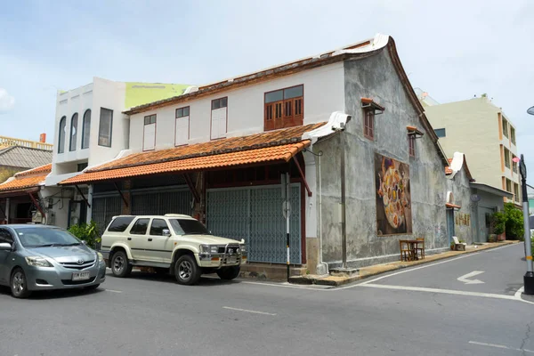 The beautiful old building at Nang ngam road during day time in Songkhla, Thailand