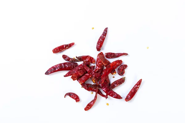 Piment Rouge Séché Piment Cayenne Isolé Sur Fond Blanc — Photo