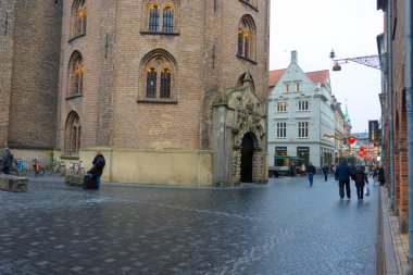 Kopenhag, Danimarka - 26 Kasım 2019 'da Danimarka' nın başkenti Kopenhag 'da tarihi kent merkezindeki Yuvarlak Kule.