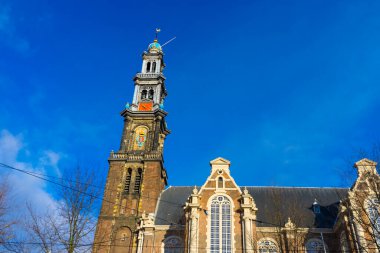 Amsterdam, Hollanda - 29 Kasım 2019: Batı Kilisesi, Hollanda 'da 