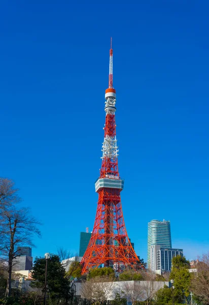 Tokio Japonia Stycznia 2020 Tokyo Tower Przeciwko Błękitnemu Niebu Tokio — Zdjęcie stockowe