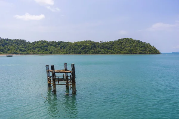 Molo Legno Vicino Mare Thailandia — Foto Stock