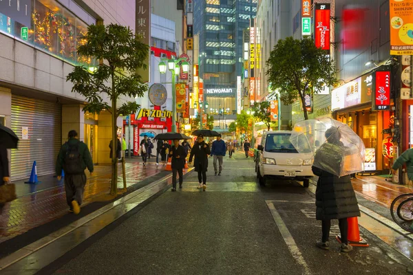 Tokyo Japon Décembre 2019 Vue Rue Paysage Urbain Nuit Avec — Photo