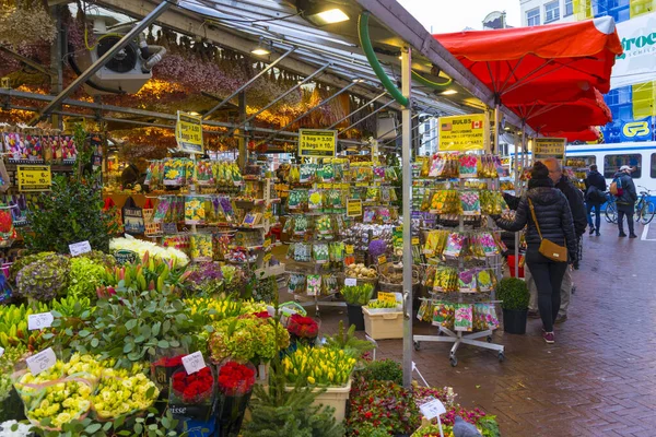 Amsterdam Nov 2019 Mensen Bezoeken Bloemenmarkt Amsterdam Nov 2019 — Stockfoto