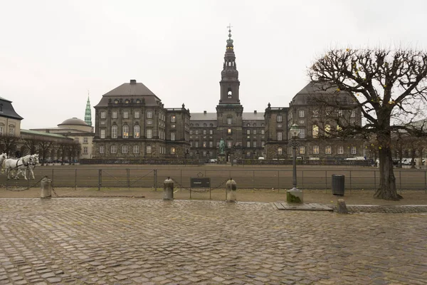 Christiansborg Palota Télen Koppenhágában Dániában — Stock Fotó