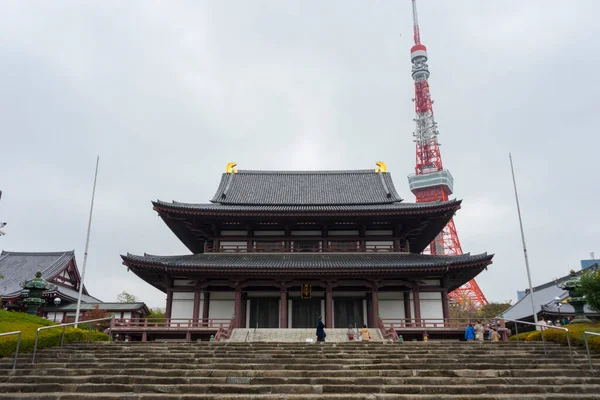 Токио Япония Января 2020 Года Храм Зодзё Дзи Голубым Небом — стоковое фото