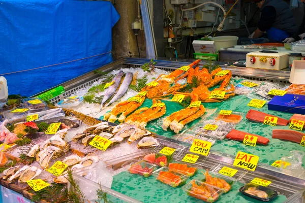 Tokio Japan Januar 2020 Frische Meeresfrüchte Auf Dem Fischmarkt Tsukiji — Stockfoto
