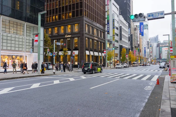 Tokio Japón Dic 2019 Vista Calle Comercial Ginza Cerca Estación —  Fotos de Stock