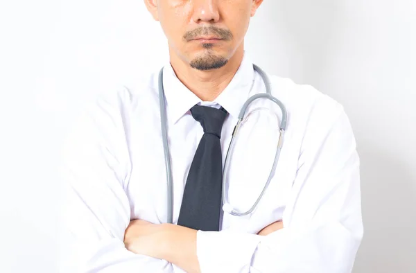 Porträt Eines Männlichen Arztes Mit Stethoskop Auf Weißem Hintergrund — Stockfoto